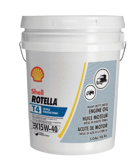 CUBETA DE ACEITE DE MOTOR SHELL 5G T4 15W-40 CK-4/SN (DIESEL)
