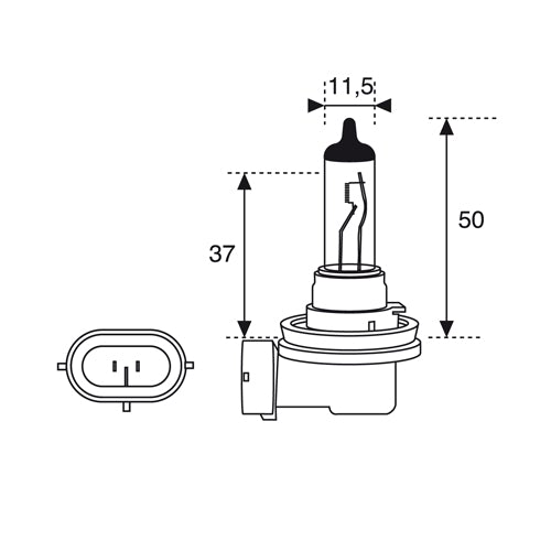 *J4* H11AMOLUX 12V BOMBILLA HALÓGENA LARGA DURACION - 12V55 WATTS