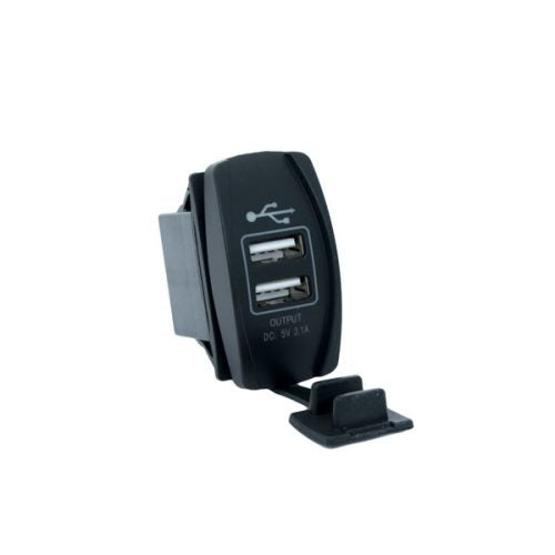 *L5* SWITCH CARGADOR USB 3.1 DOBLE 12V-24V CON LUZ LASER BLANCA 2P PILOT