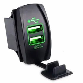 *L5* SWITCH CARGADOR USB 3.1 DOBLE 12V-24V CON LUZ LASER BLANCA 2P PILOT