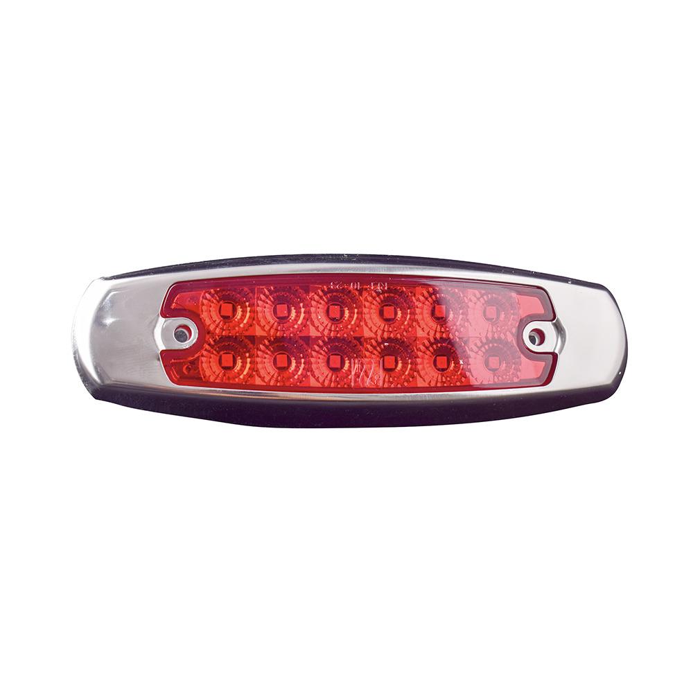 *J3* LUZ DE CORTESIA LATERAL ROJA TRAKTOLAMP 8097CR12/24V LED -  LUZ FIJA CON BISEL METALICO CROMADO