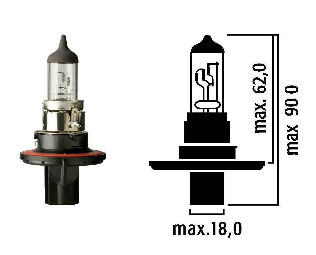 *J4* H13 FLOSSER  9008 12V BOMBILLA HALÓGENA CON BASE DE PLASTICO PARA FAROS - 60/55 WATTS